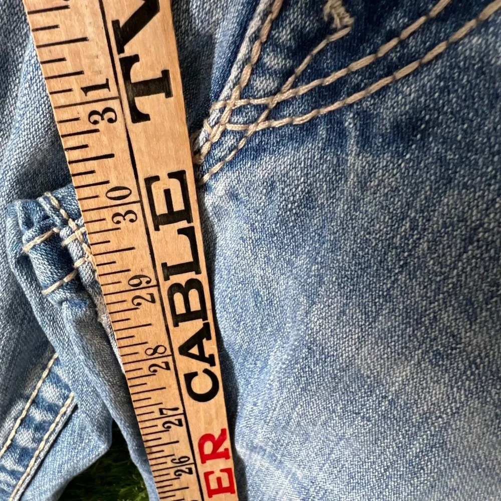 True Religion Rainbow Billy Mens Jeans 34 Light Wash Straight Leg Made in USA‎